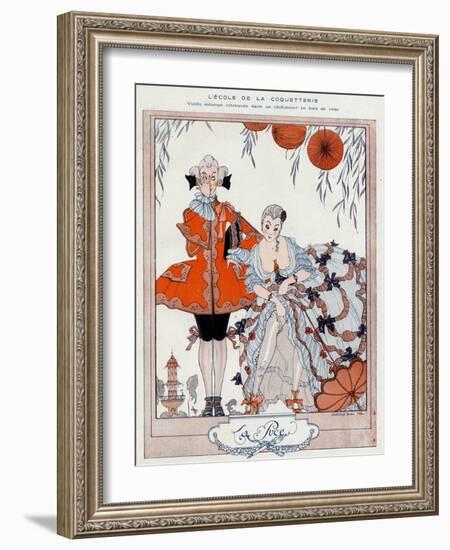 The School of Coquetry!-Georges Barbier-Framed Art Print