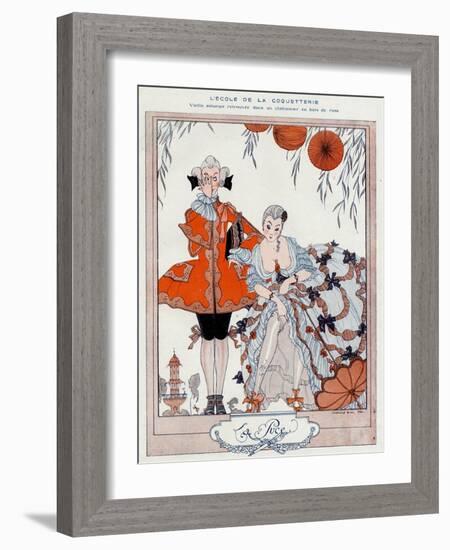 The School of Coquetry!-Georges Barbier-Framed Art Print