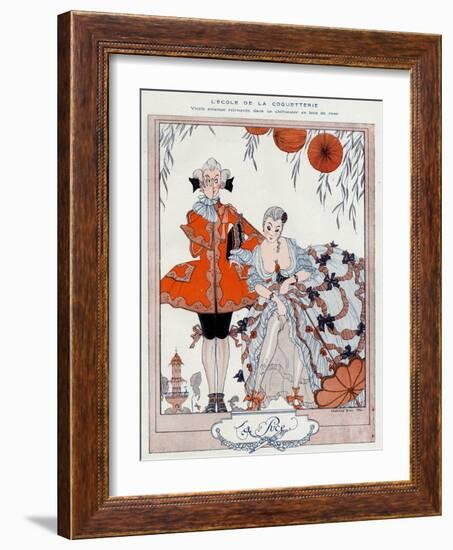 The School of Coquetry!-Georges Barbier-Framed Art Print