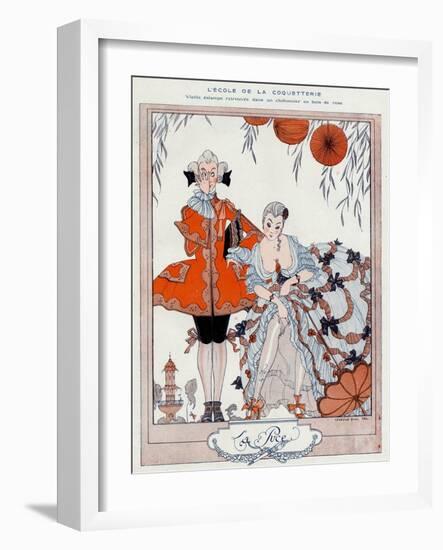 The School of Coquetry!-Georges Barbier-Framed Art Print