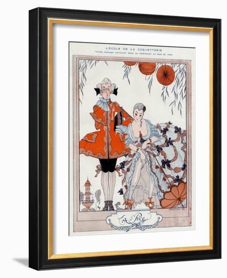 The School of Coquetry!-Georges Barbier-Framed Art Print