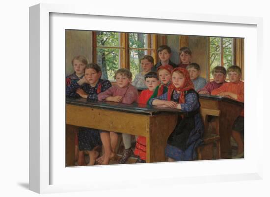 The Schoolroom, 1938 (Oil on Canvas)-Nikolai Petrovich Bogdanov-Belsky-Framed Giclee Print