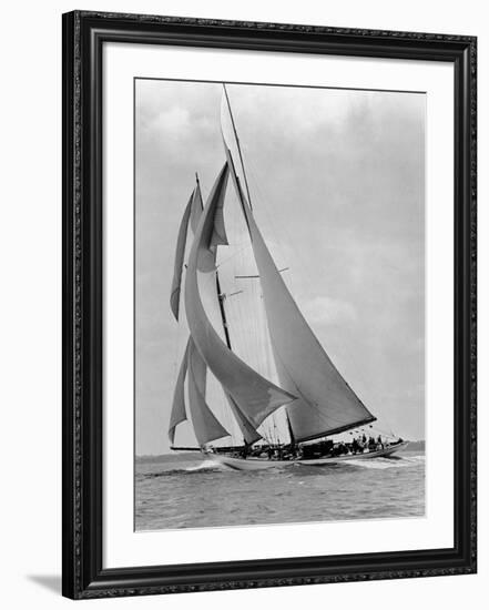 The Schooner Half Moon at Sail, 1910s-Edwin Levick-Framed Art Print