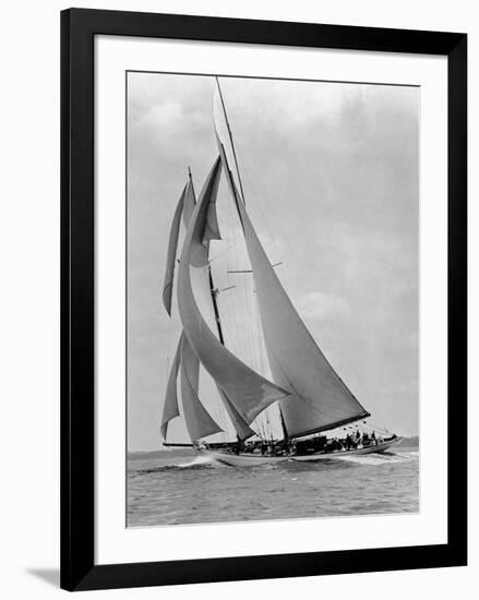 The Schooner Half Moon at Sail, 1910s-Edwin Levick-Framed Art Print