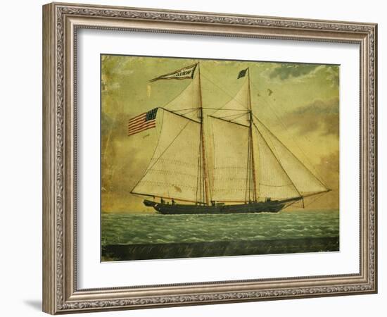 The Schooner Whig, American School, Mid 19th Century-null-Framed Giclee Print