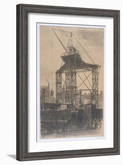 The Scotch Crane, Showing a Huge Derrick Crane on a Building Site in the City, c.1904-Thomas Robert Way-Framed Giclee Print