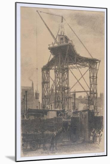 The Scotch Crane, Showing a Huge Derrick Crane on a Building Site in the City, c.1904-Thomas Robert Way-Mounted Giclee Print