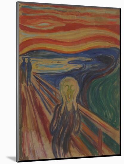 The Scream, by Edvard Munch, 1910, Norwegian Expressionist painting,-Edvard Munch-Mounted Art Print