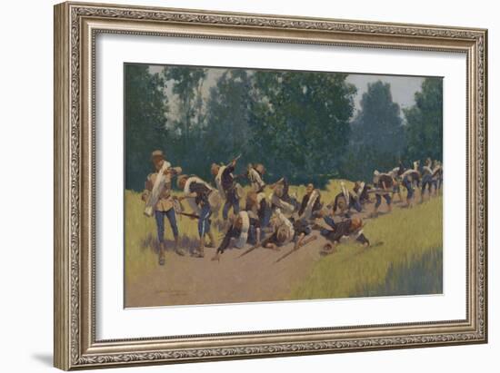 The Scream of Shrapnel at San Juan Hill, 1898-Frederic Remington-Framed Giclee Print