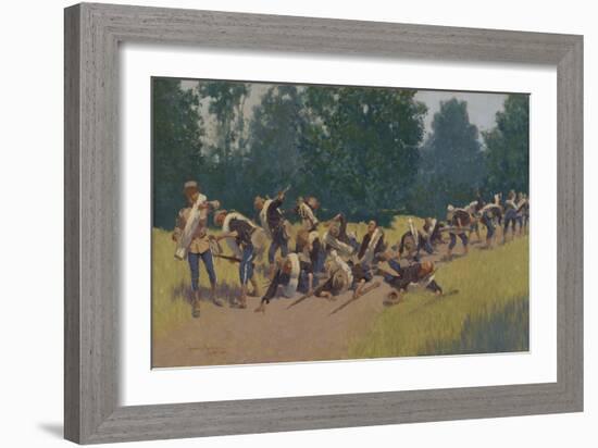 The Scream of Shrapnel at San Juan Hill, 1898-Frederic Remington-Framed Giclee Print