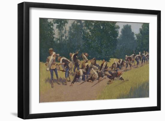 The Scream of Shrapnel at San Juan Hill, 1898-Frederic Remington-Framed Giclee Print