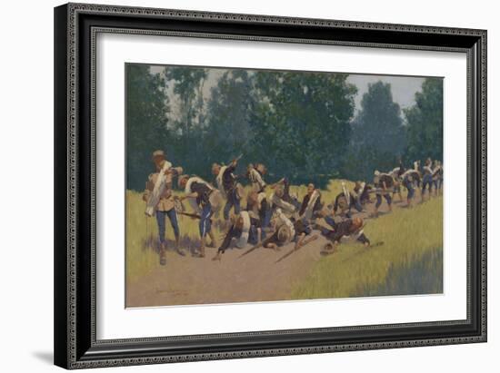 The Scream of Shrapnel at San Juan Hill, 1898-Frederic Remington-Framed Giclee Print