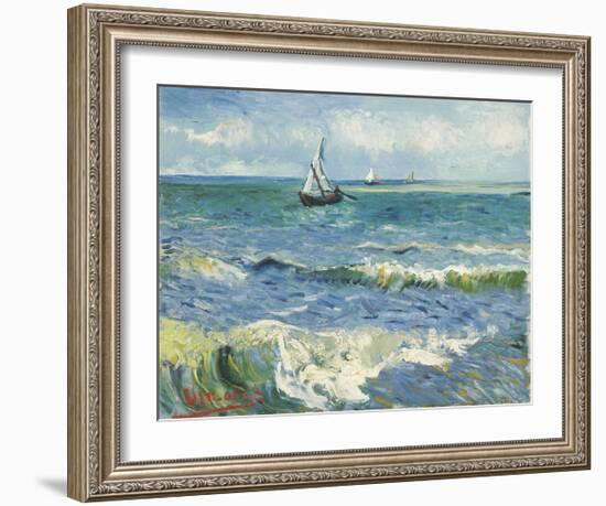 The Sea at Les Saintes-Maries-de-la-Mer, 1888-Vincent van Gogh-Framed Giclee Print