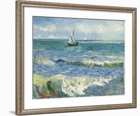 The Sea at Les Saintes-Maries-de-la-Mer, 1888-Vincent van Gogh-Framed Giclee Print