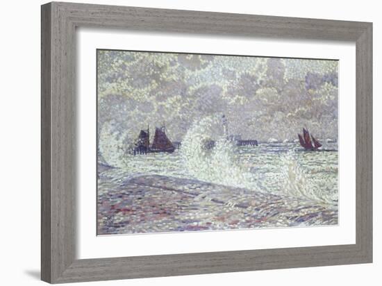 The Sea During Equinox, Boulogne-Sur-Mer, 1900-Théo van Rysselberghe-Framed Giclee Print