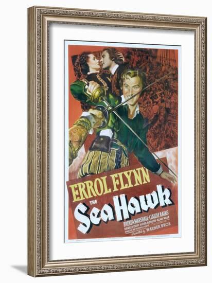 The Sea Hawk, Brenda Marshall, Errol Flynn, 1940-null-Framed Art Print