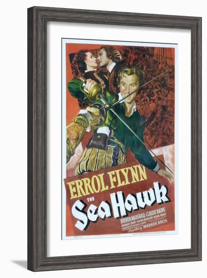 The Sea Hawk, Brenda Marshall, Errol Flynn, 1940-null-Framed Art Print