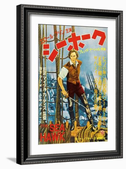 The Sea Hawk, Japanese Movie Poster, 1940-null-Framed Art Print