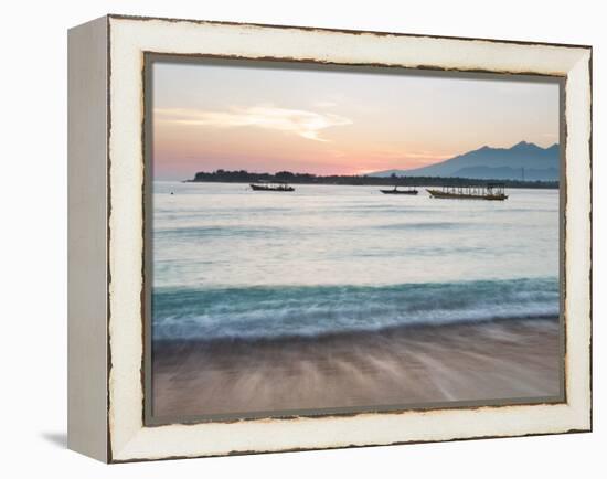 The Sea Laps Up on the Sand in Gili Trawangan at Sunrise-Alex Saberi-Framed Premier Image Canvas