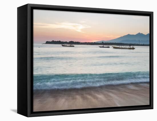 The Sea Laps Up on the Sand in Gili Trawangan at Sunrise-Alex Saberi-Framed Premier Image Canvas