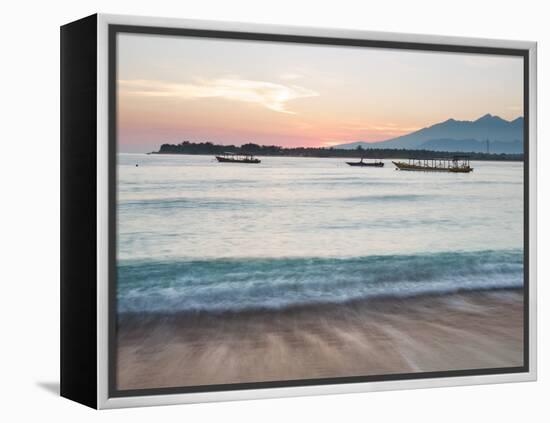 The Sea Laps Up on the Sand in Gili Trawangan at Sunrise-Alex Saberi-Framed Premier Image Canvas