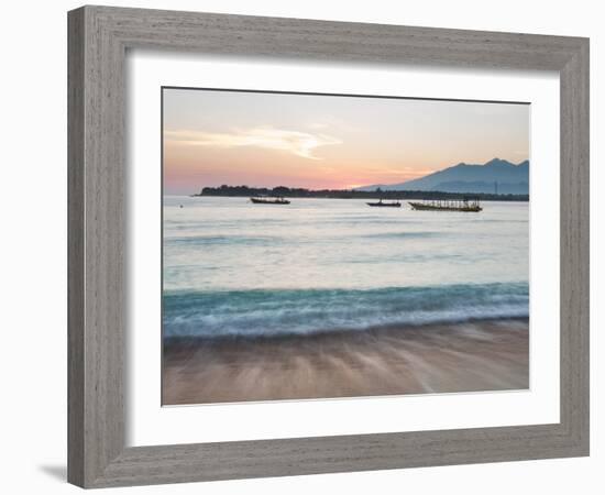 The Sea Laps Up on the Sand in Gili Trawangan at Sunrise-Alex Saberi-Framed Photographic Print