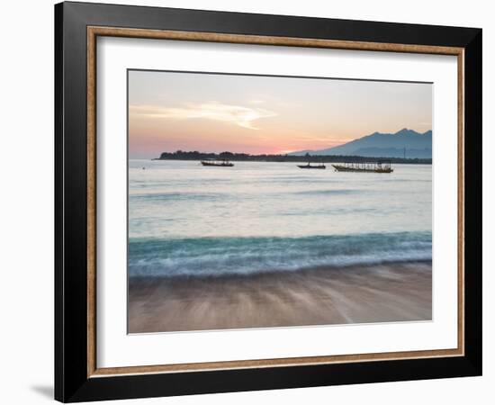 The Sea Laps Up on the Sand in Gili Trawangan at Sunrise-Alex Saberi-Framed Photographic Print