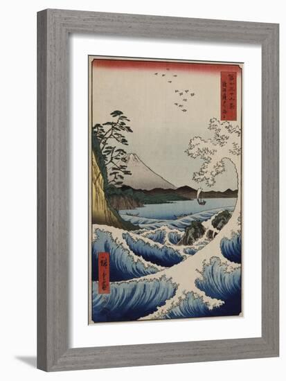 The Sea Off Satta in Suruga Province, from the Series 'The Thirty-Six Views of Mount Fuji'-Ando Hiroshige-Framed Giclee Print