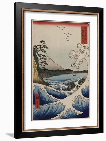 The Sea Off Satta in Suruga Province, from the Series 'The Thirty-Six Views of Mount Fuji'-Ando Hiroshige-Framed Giclee Print