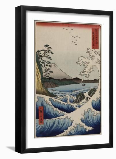 The Sea Off Satta in Suruga Province, from the Series 'The Thirty-Six Views of Mount Fuji'-Ando Hiroshige-Framed Giclee Print