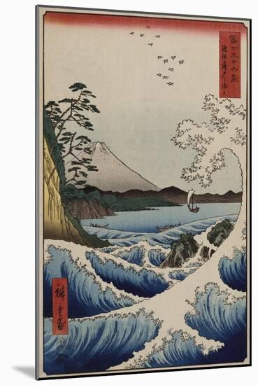 The Sea Off Satta in Suruga Province, from the Series 'The Thirty-Six Views of Mount Fuji'-Ando Hiroshige-Mounted Giclee Print