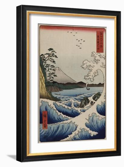 The Sea Off Satta in Suruga Province, from the Series 'The Thirty-Six Views of Mount Fuji'-Ando Hiroshige-Framed Giclee Print