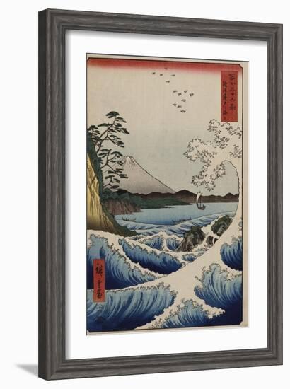 The Sea Off Satta in Suruga Province', from the Series 'The Thirty-Six Views of Mt. Fuji'-Utagawa Hiroshige-Framed Giclee Print