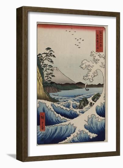 The Sea Off Satta in Suruga Province', from the Series 'The Thirty-Six Views of Mt. Fuji'-Utagawa Hiroshige-Framed Giclee Print