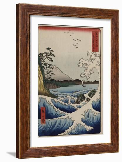 The Sea Off Satta in Suruga Province', from the Series 'The Thirty-Six Views of Mt. Fuji'-Utagawa Hiroshige-Framed Giclee Print