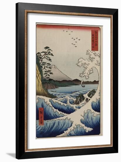 The Sea Off Satta in Suruga Province', from the Series 'The Thirty-Six Views of Mt. Fuji'-Utagawa Hiroshige-Framed Giclee Print