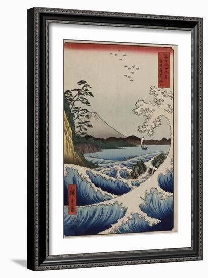 The Sea Off Satta in Suruga Province', from the Series 'The Thirty-Six Views of Mt. Fuji'-Utagawa Hiroshige-Framed Giclee Print