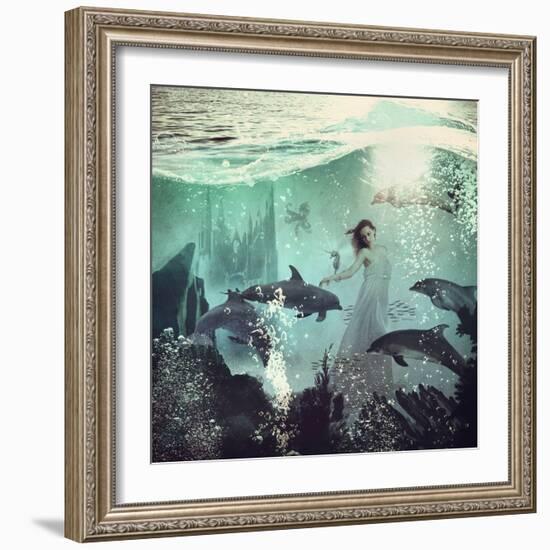 The Sea Unicorn Lady-Paula Belle Flores-Framed Art Print