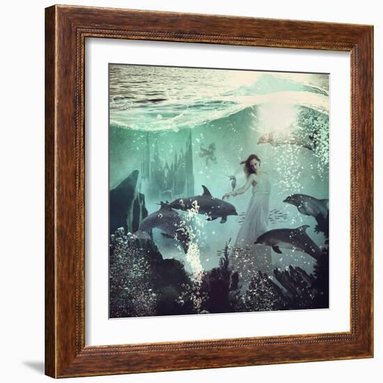 The Sea Unicorn Lady-Paula Belle Flores-Framed Art Print