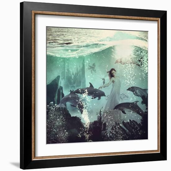 The Sea Unicorn Lady-Paula Belle Flores-Framed Art Print