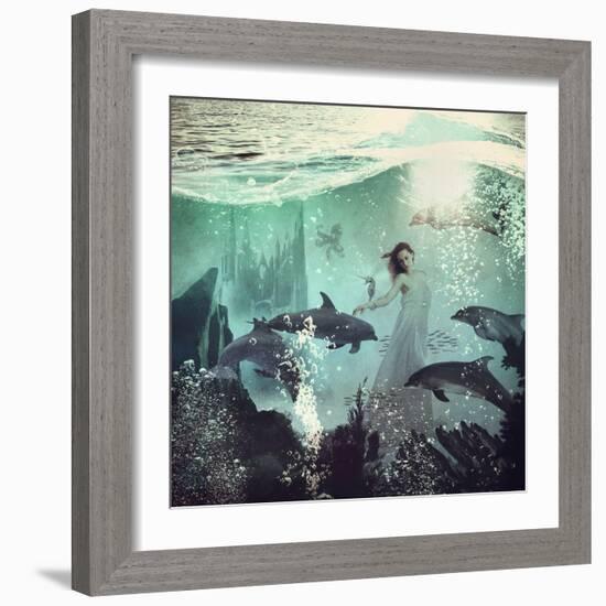 The Sea Unicorn Lady-Paula Belle Flores-Framed Art Print