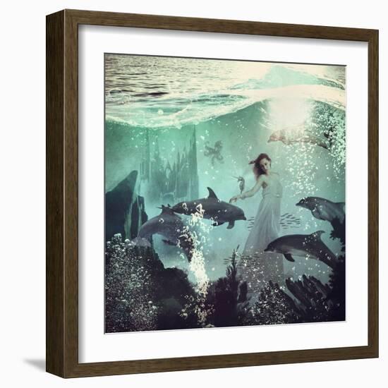 The Sea Unicorn Lady-Paula Belle Flores-Framed Art Print