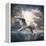 The Seagull Flying Over A Sea Against A Dramatic Sky. Background From Nature-Kletr-Framed Premier Image Canvas