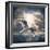 The Seagull Flying Over A Sea Against A Dramatic Sky. Background From Nature-Kletr-Framed Photographic Print