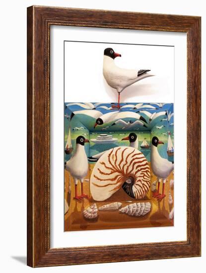 The Seagulls and the Nautilus, 2020 (Tinted Gesso on Wood)-PJ Crook-Framed Giclee Print