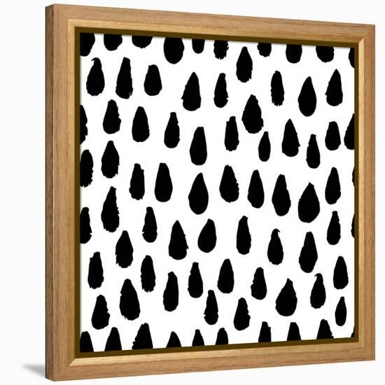 The Seamless Black and White Pattern with Drops. the Creative Monochrome Hand Drawn Background for-wildfloweret-Framed Stretched Canvas