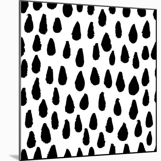 The Seamless Black and White Pattern with Drops. the Creative Monochrome Hand Drawn Background for-wildfloweret-Mounted Art Print