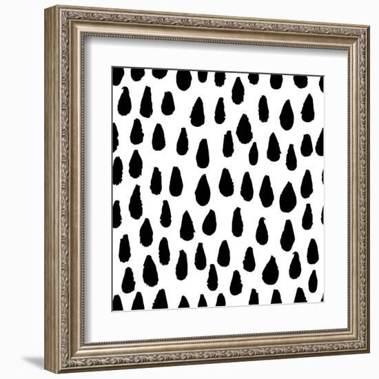 The Seamless Black and White Pattern with Drops. the Creative Monochrome Hand Drawn Background for-wildfloweret-Framed Art Print