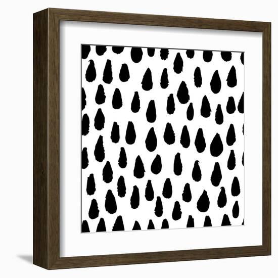 The Seamless Black and White Pattern with Drops. the Creative Monochrome Hand Drawn Background for-wildfloweret-Framed Art Print