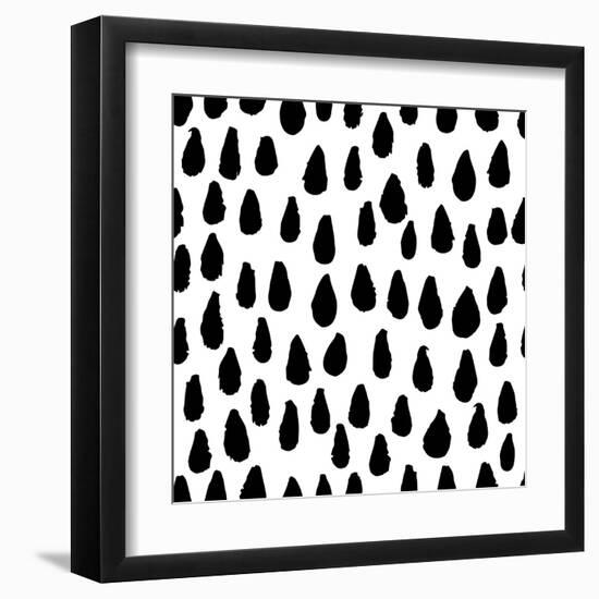 The Seamless Black and White Pattern with Drops. the Creative Monochrome Hand Drawn Background for-wildfloweret-Framed Art Print